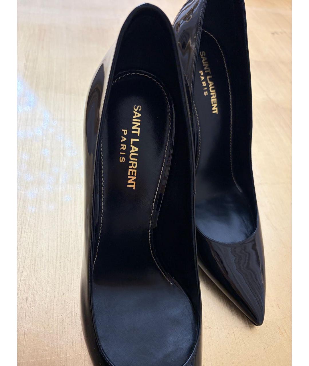 SAINT LAURENT Черные туфли из лакированной кожи, фото 2