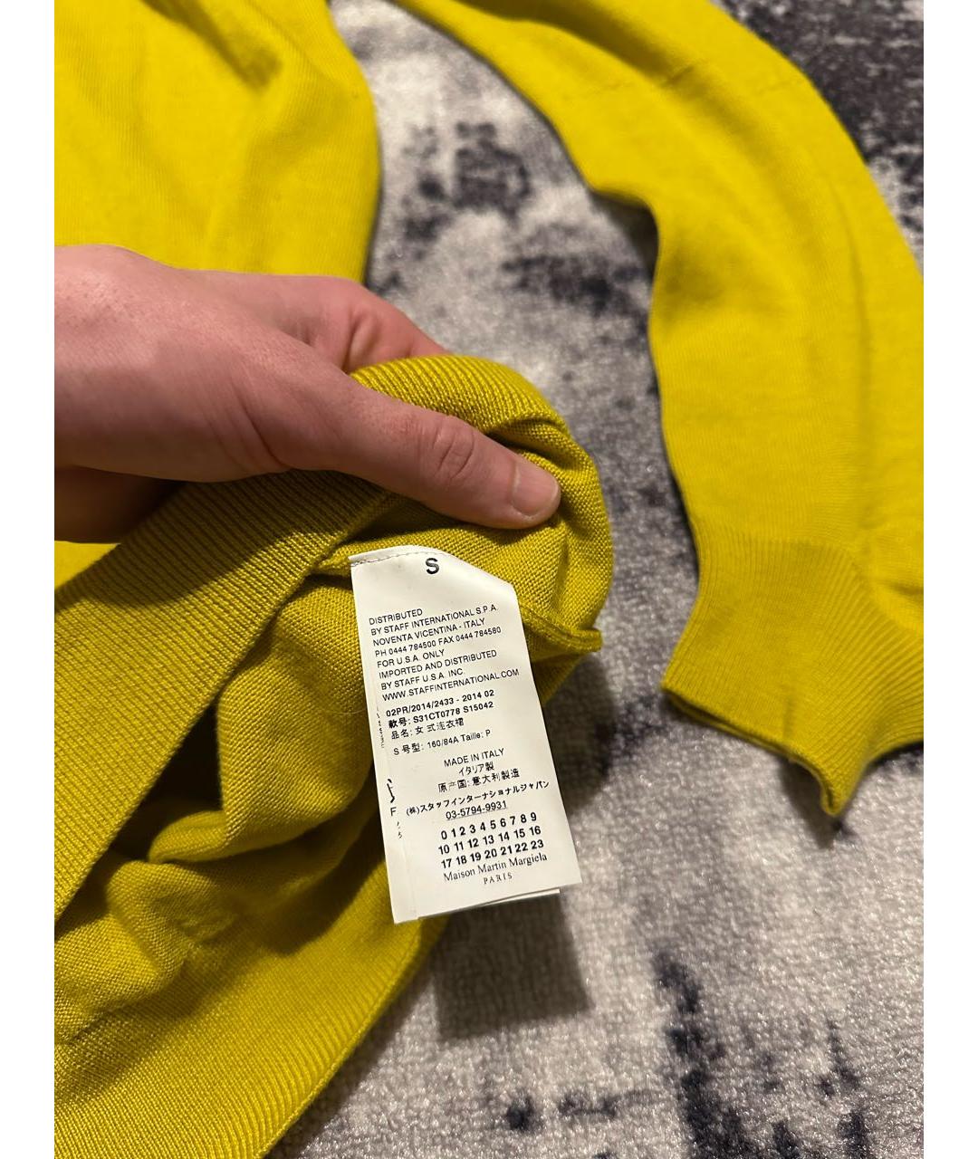 MAISON MARGIELA Желтое шерстяное повседневное платье, фото 6
