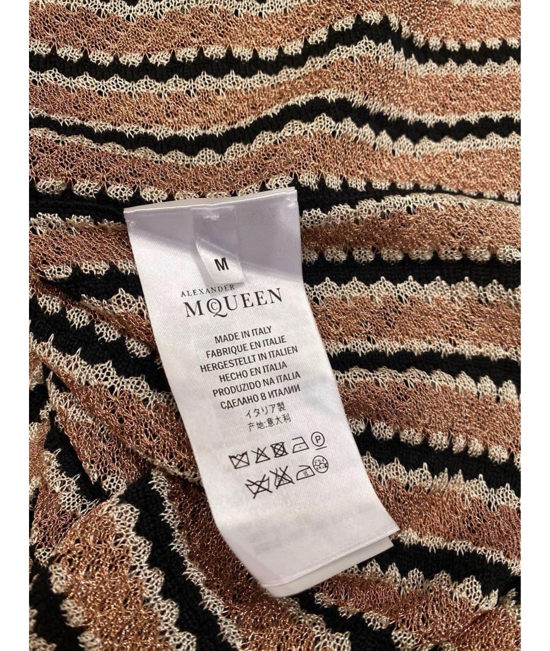 ALEXANDER MCQUEEN Золотое вискозное повседневное платье, фото 5