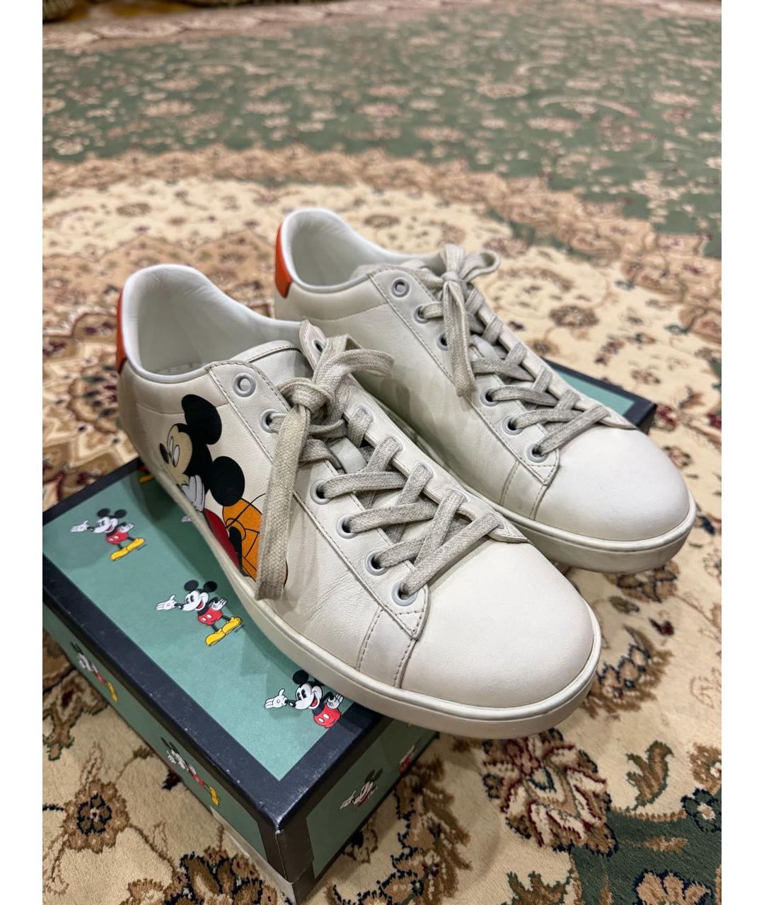 GUCCI Бежевые кожаные кеды, фото 4