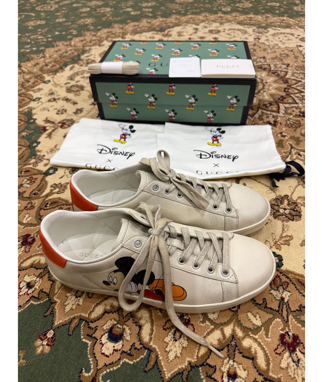 GUCCI Бежевые кожаные кеды, фото 8