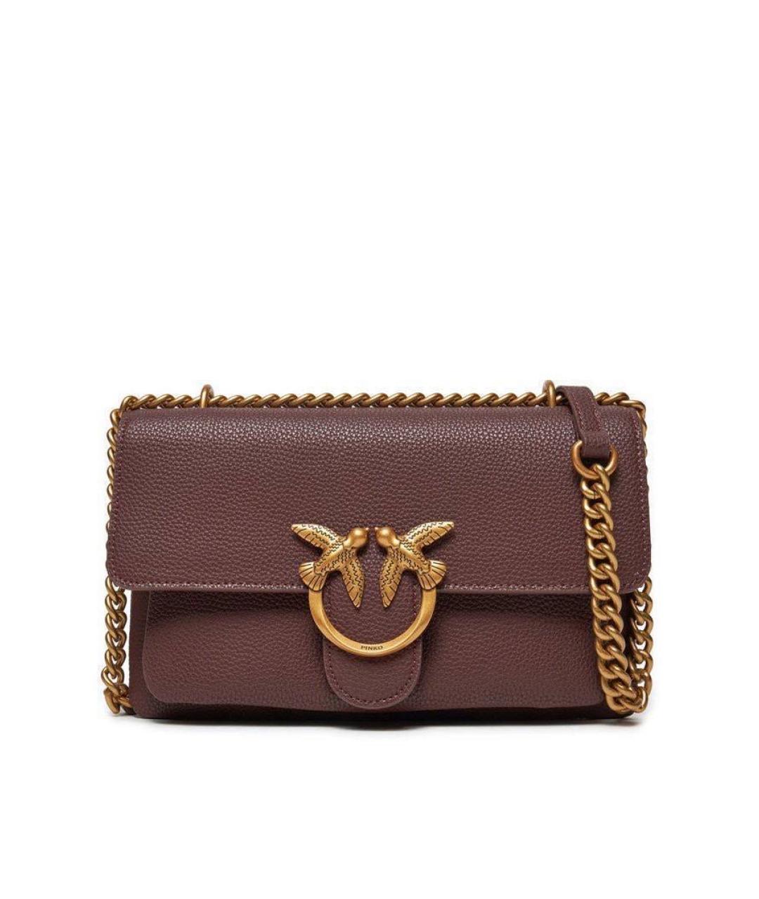 PINKO Коричневая кожаная сумка через плечо, фото 4