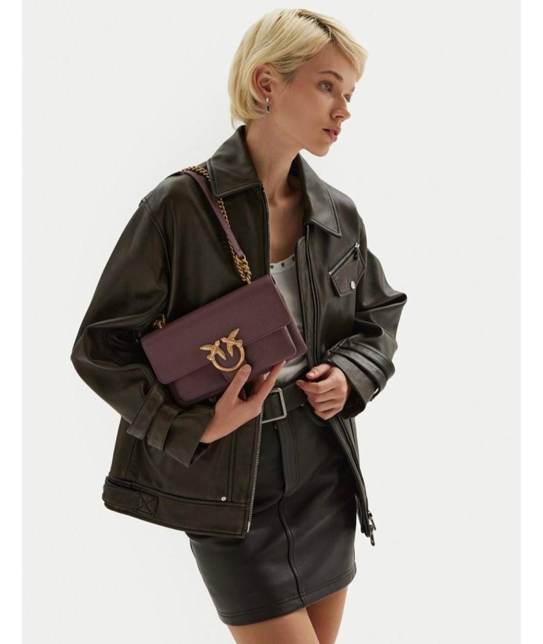 PINKO Коричневая кожаная сумка через плечо, фото 3