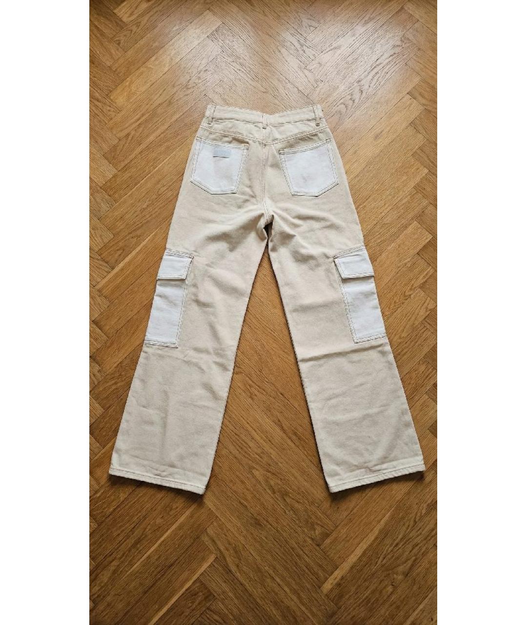 GANNI Бежевые хлопковые прямые джинсы, фото 2