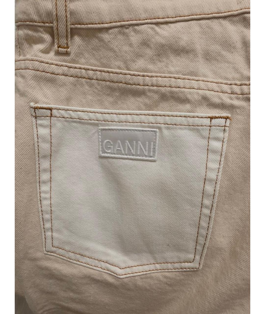 GANNI Бежевые хлопковые прямые джинсы, фото 4