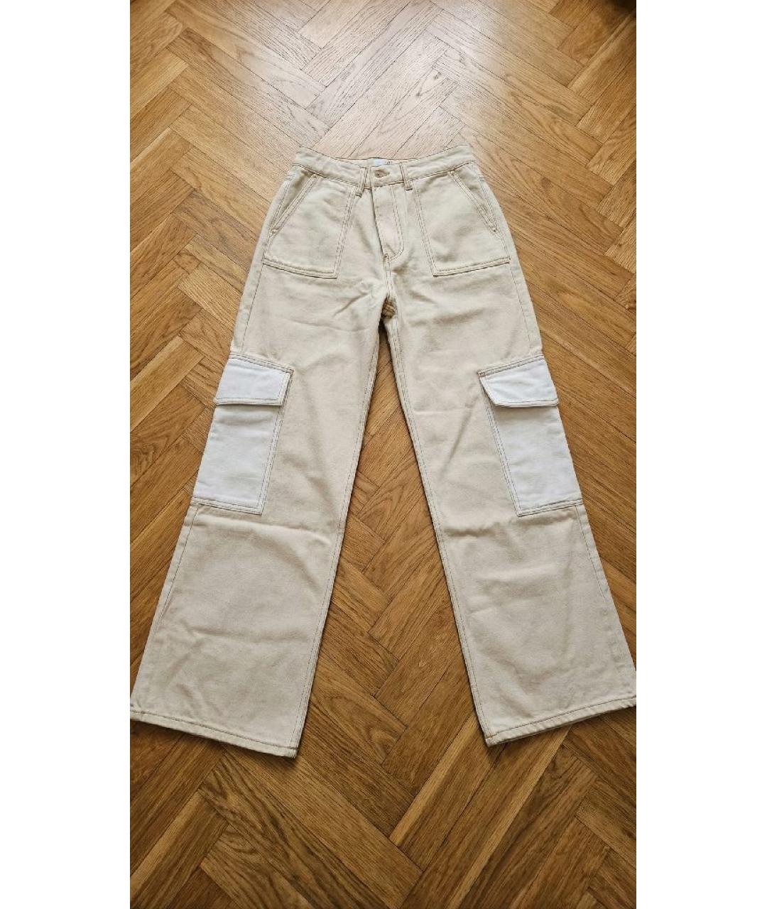 GANNI Бежевые хлопковые прямые джинсы, фото 5