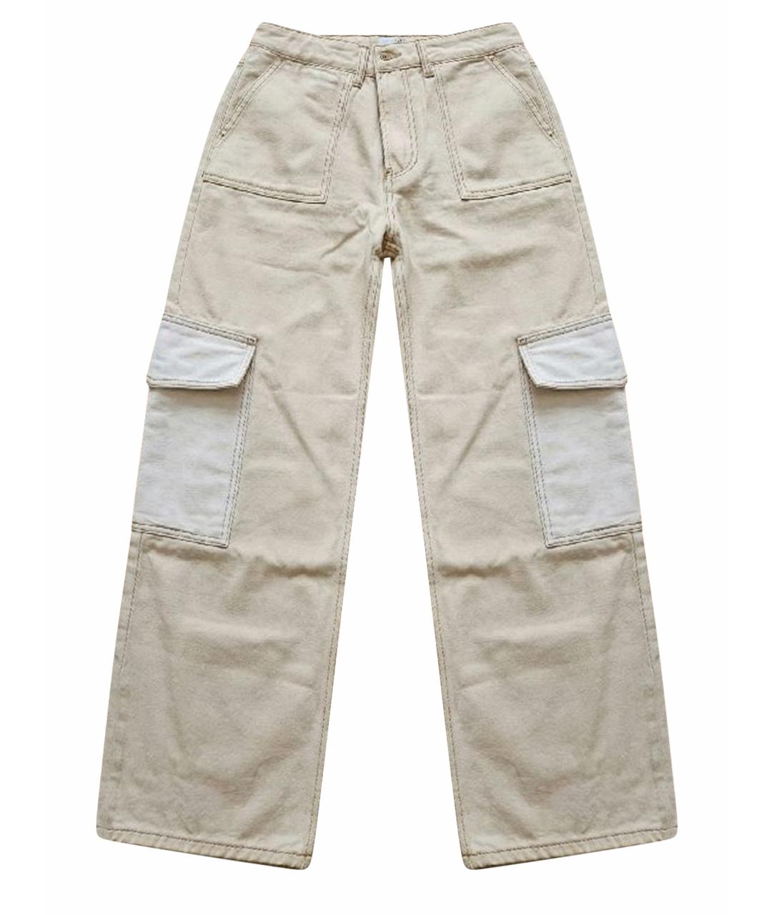 GANNI Бежевые хлопковые прямые джинсы, фото 6