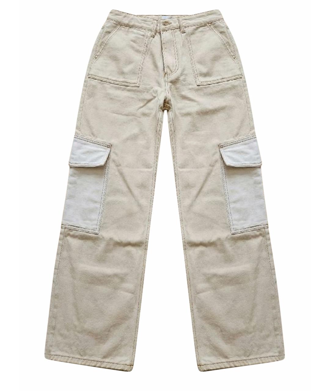 GANNI Бежевые хлопковые прямые джинсы, фото 1