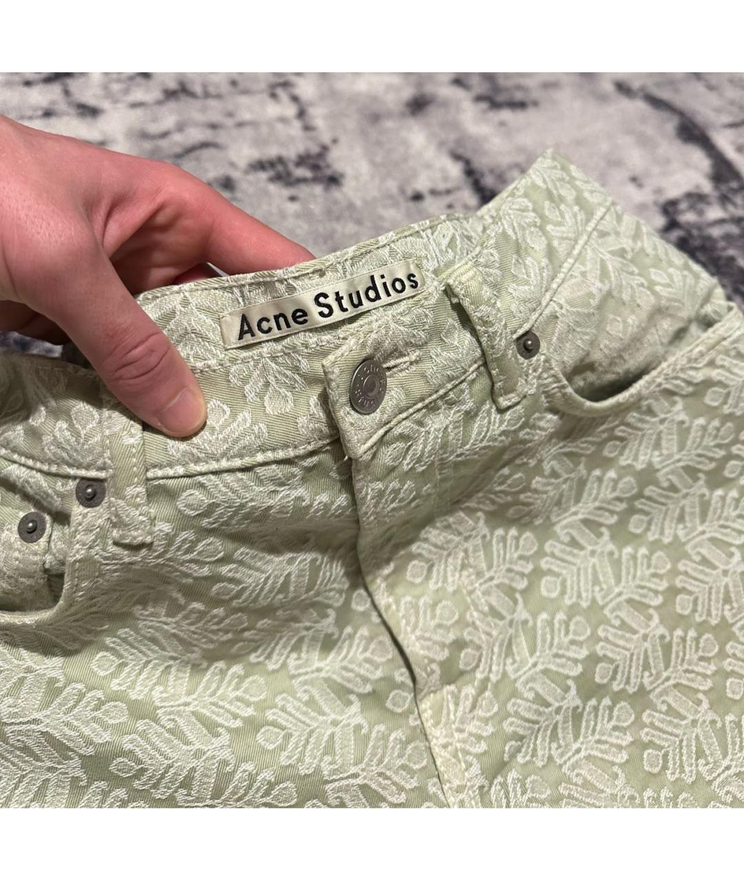 ACNE STUDIOS Зеленые хлопко-полиэстеровые прямые джинсы, фото 4