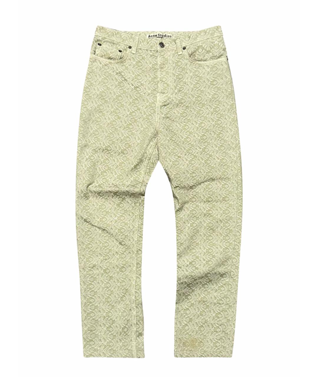 ACNE STUDIOS Зеленые хлопко-полиэстеровые прямые джинсы, фото 1