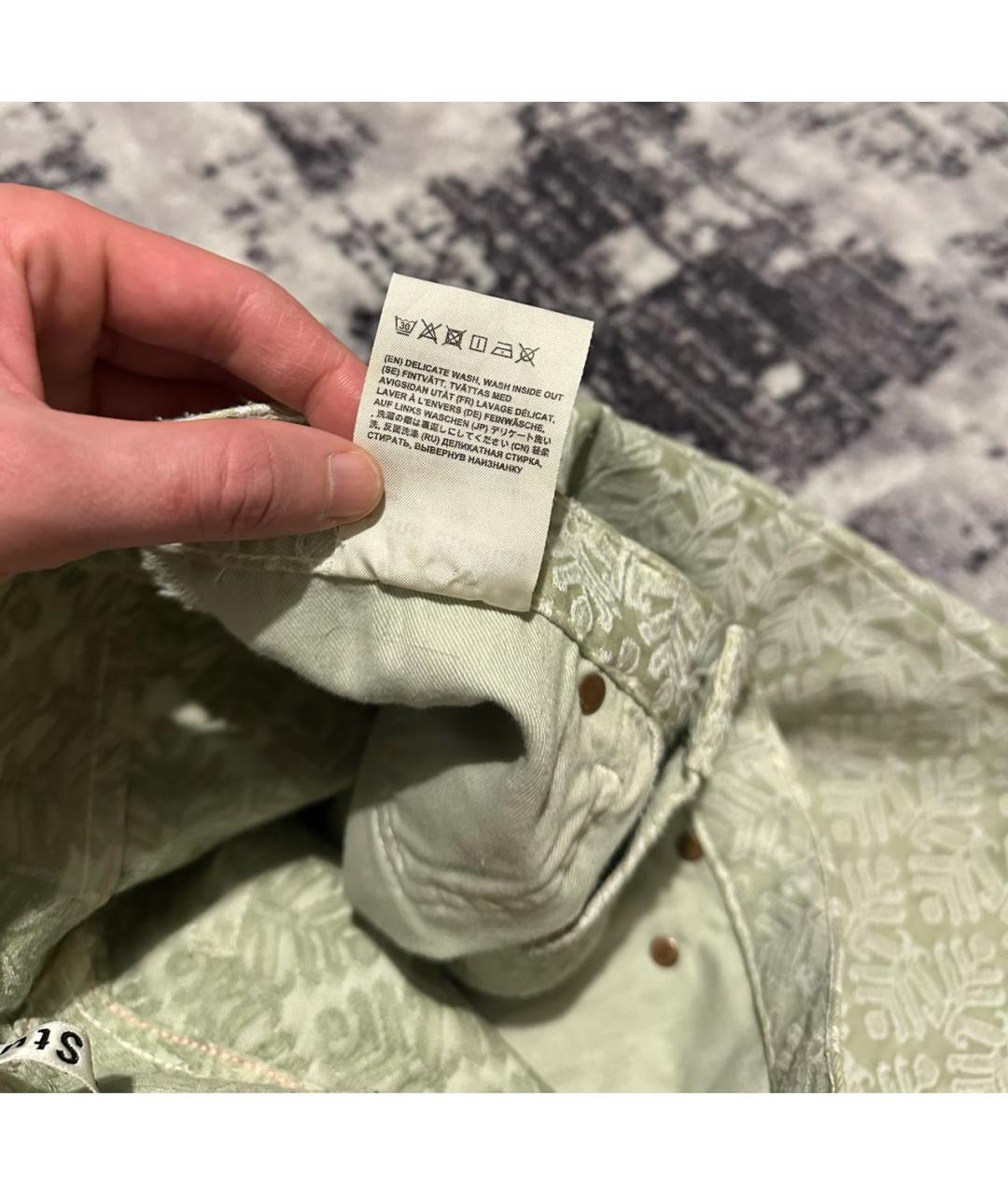 ACNE STUDIOS Зеленые хлопко-полиэстеровые прямые джинсы, фото 7