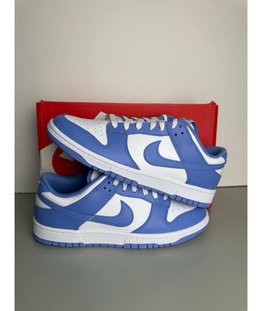 NIKE Голубые кожаные низкие кроссовки / кеды, фото 3