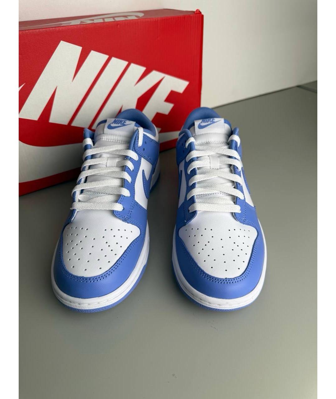 NIKE Голубые кожаные низкие кроссовки / кеды, фото 2