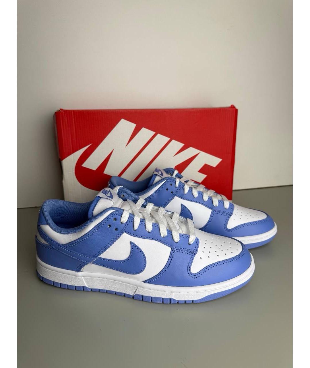 NIKE Голубые кожаные низкие кроссовки / кеды, фото 5