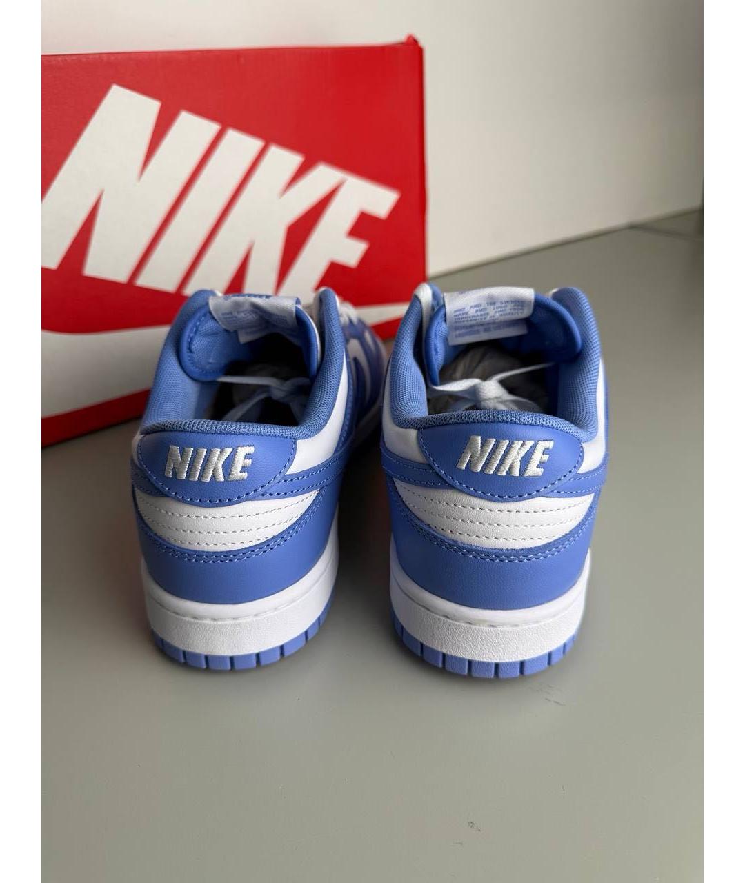 NIKE Голубые кожаные низкие кроссовки / кеды, фото 4