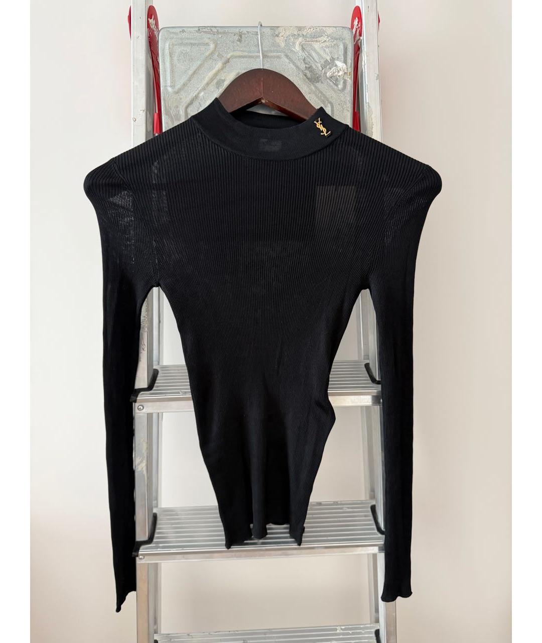 SAINT LAURENT Черная полиэстеровая водолазка, фото 4