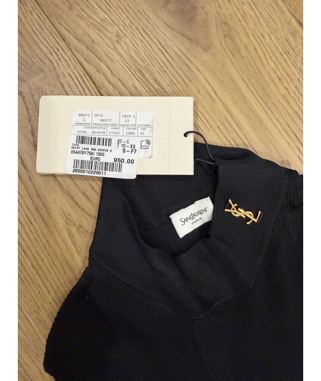 SAINT LAURENT Черная полиэстеровая водолазка, фото 3