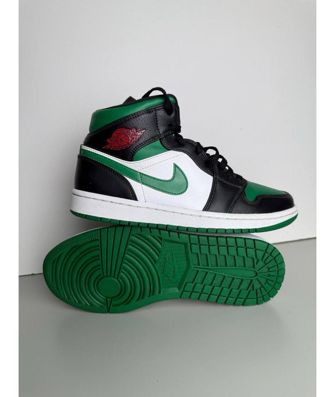 JORDAN Зеленые кожаные низкие кроссовки / кеды, фото 4