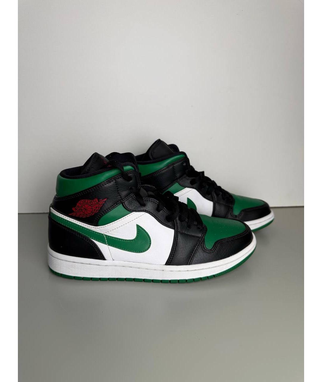 JORDAN Зеленые кожаные низкие кроссовки / кеды, фото 5