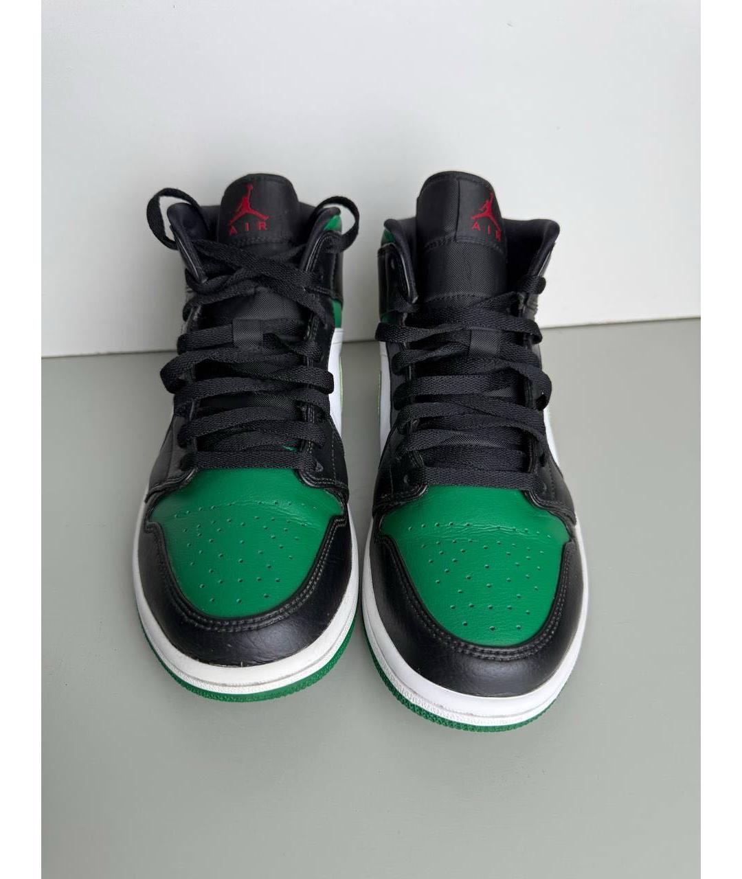 JORDAN Зеленые кожаные низкие кроссовки / кеды, фото 2