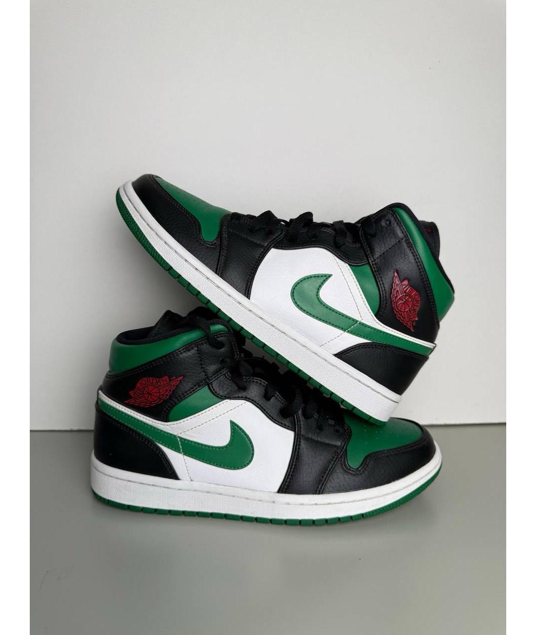 JORDAN Зеленые кожаные низкие кроссовки / кеды, фото 3