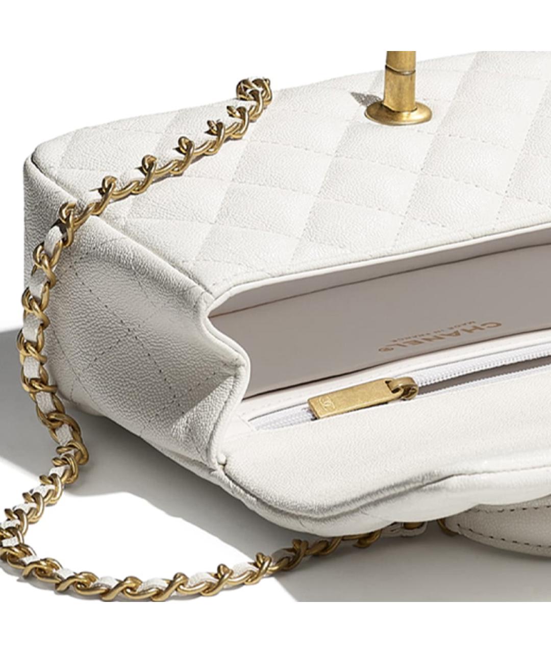 CHANEL Белая кожаная сумка через плечо, фото 5