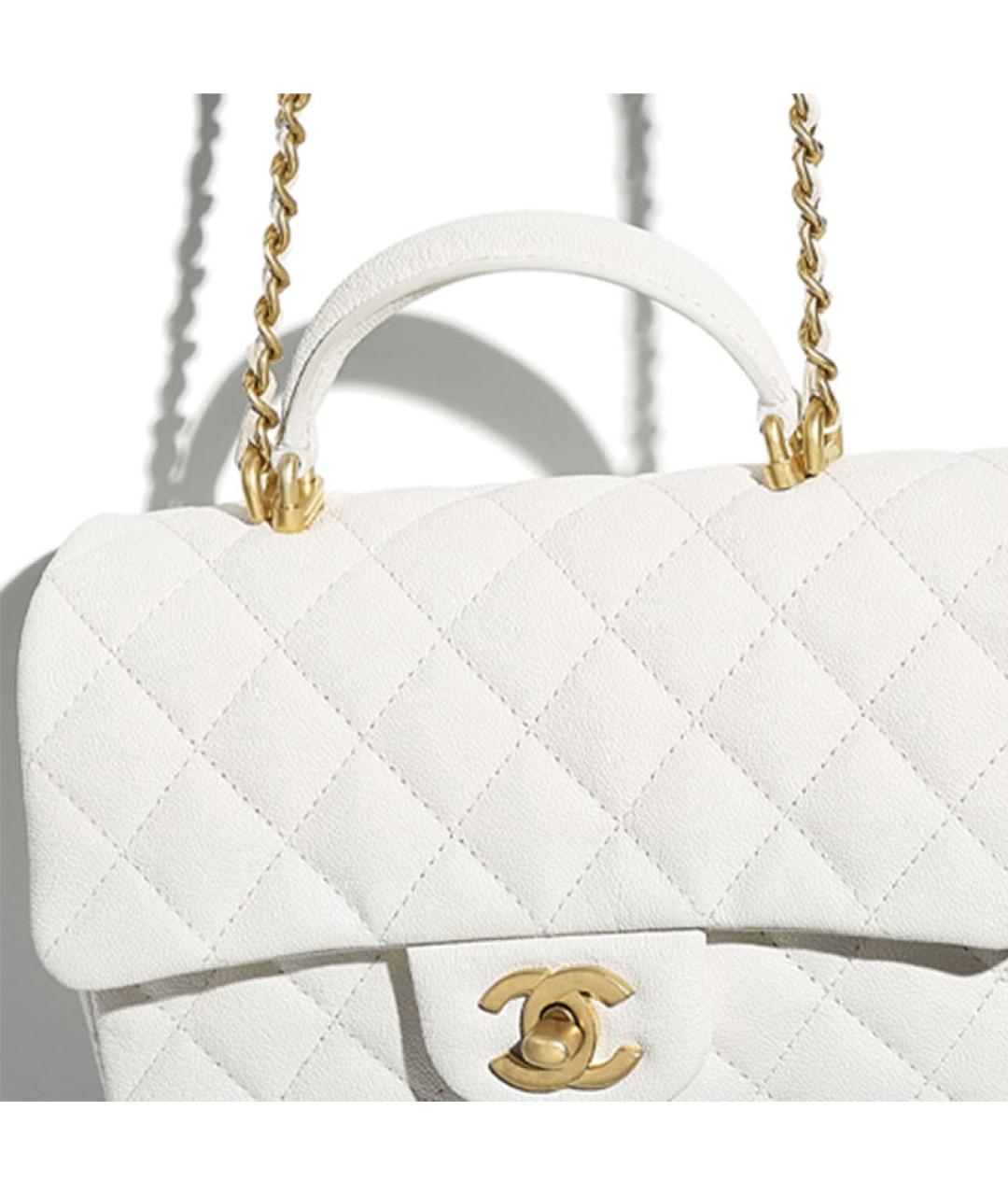 CHANEL Белая кожаная сумка через плечо, фото 4