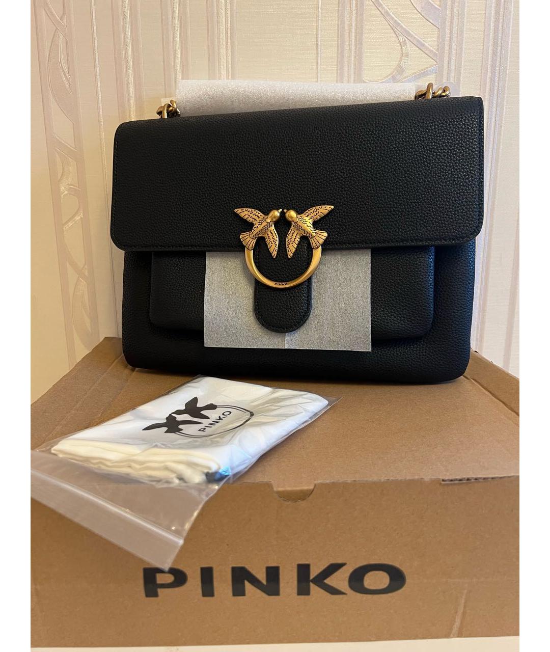 PINKO Черная кожаная сумка через плечо, фото 2