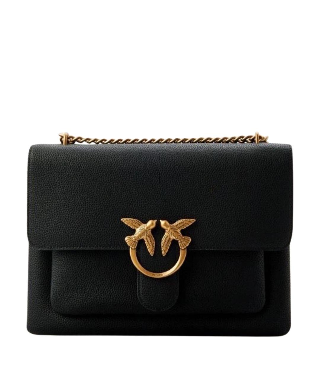 PINKO Черная кожаная сумка через плечо, фото 1
