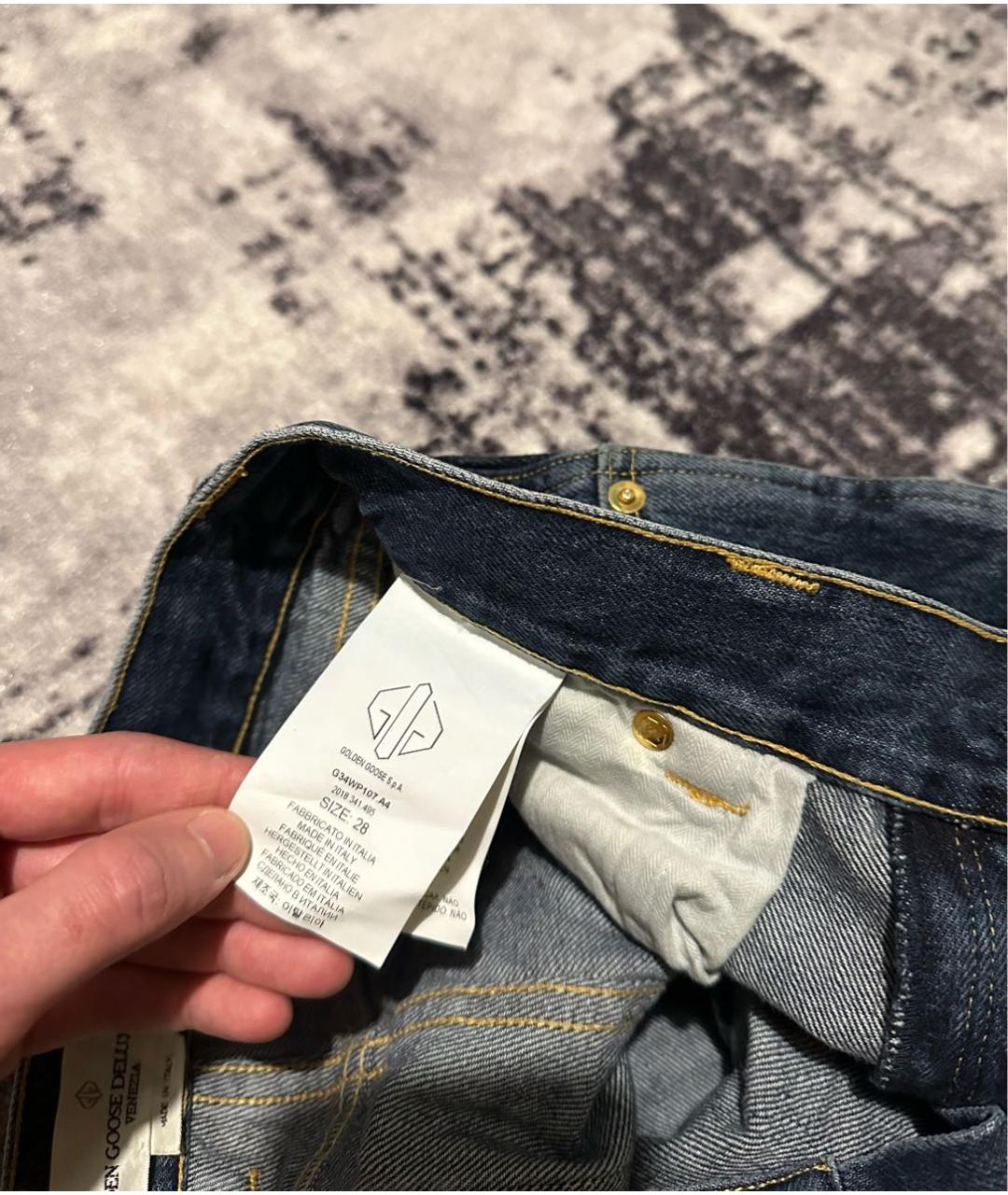 GOLDEN GOOSE DELUXE BRAND Синие хлопковые прямые джинсы, фото 7