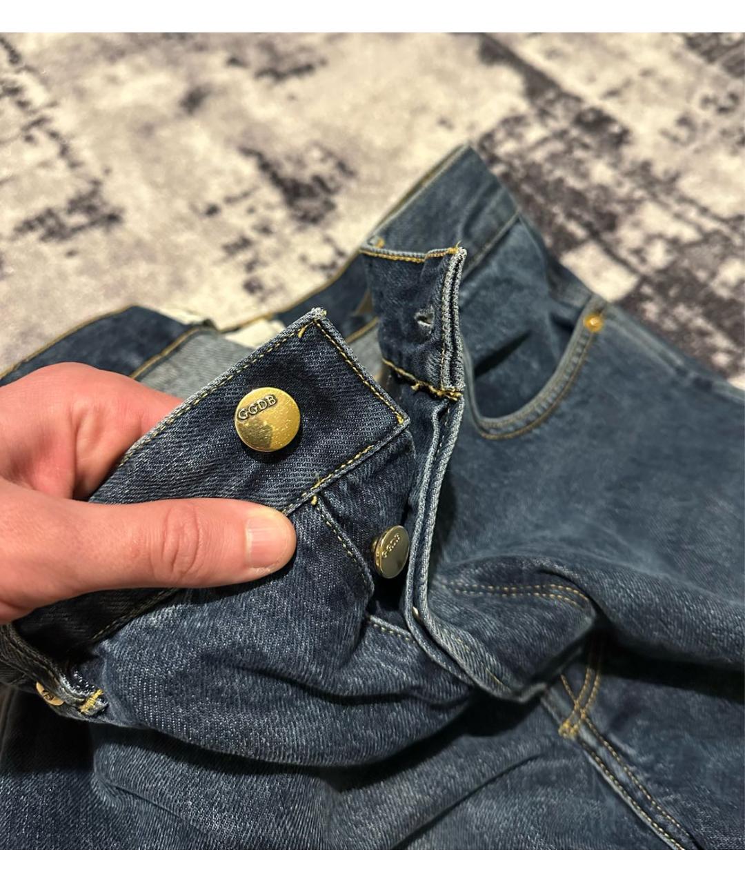 GOLDEN GOOSE DELUXE BRAND Синие хлопковые прямые джинсы, фото 4