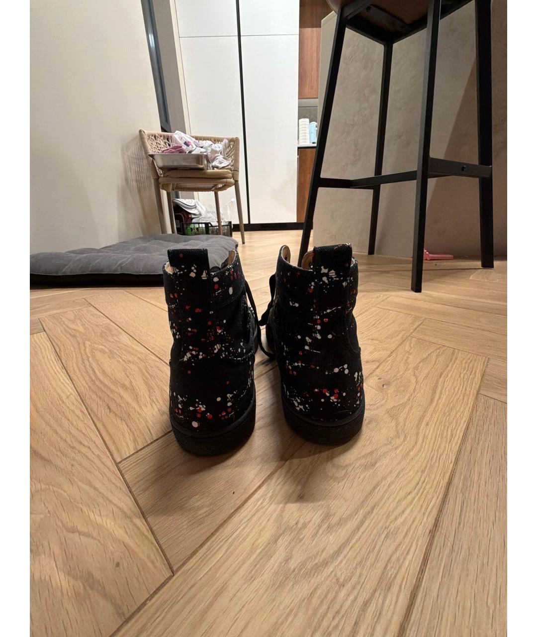 CHRISTIAN LOUBOUTIN Черные текстильные высокие ботинки, фото 4