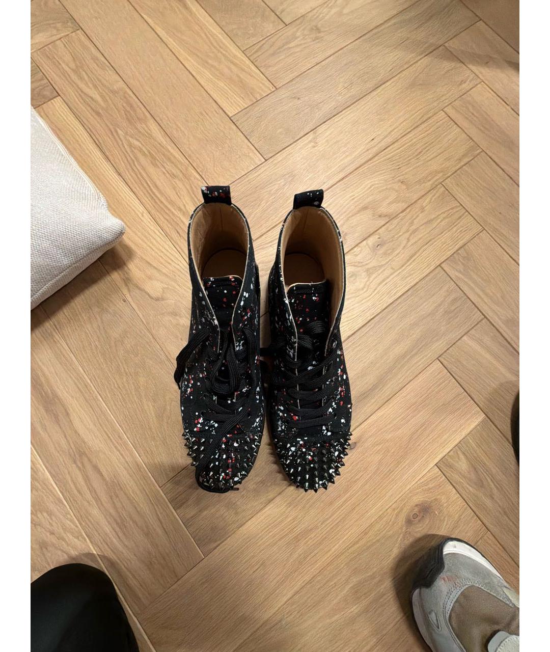 CHRISTIAN LOUBOUTIN Черные текстильные высокие ботинки, фото 3