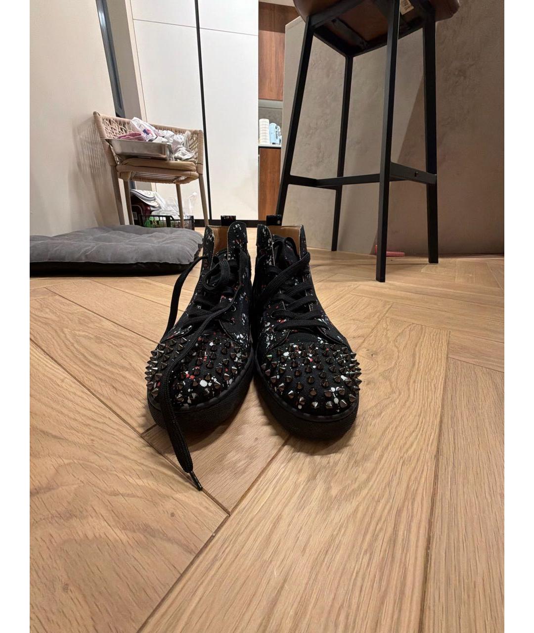 CHRISTIAN LOUBOUTIN Черные текстильные высокие ботинки, фото 2