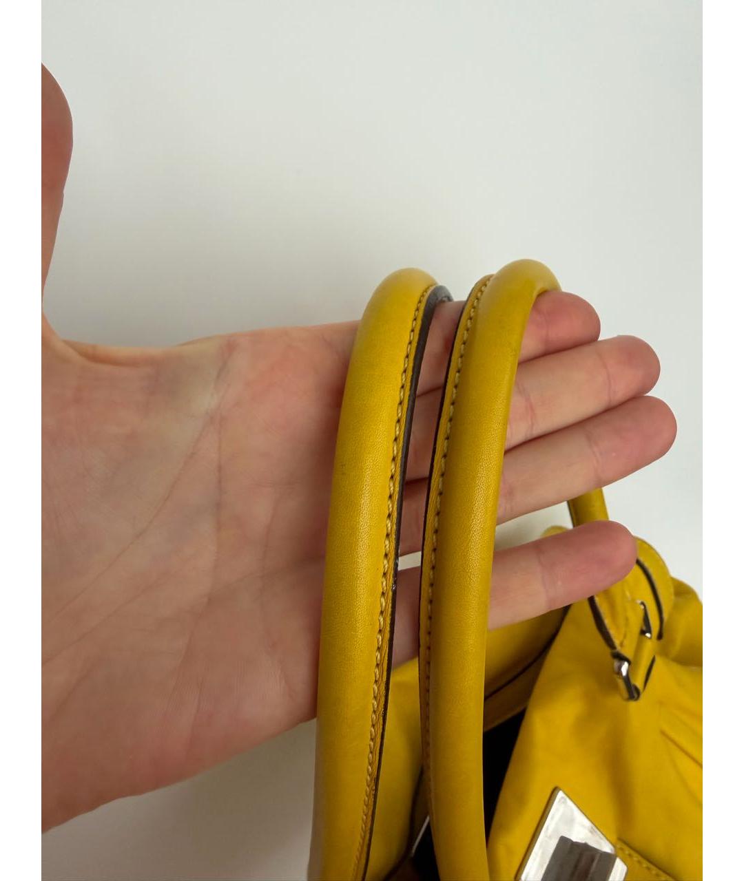 CELINE Желтая кожаная сумка через плечо, фото 7