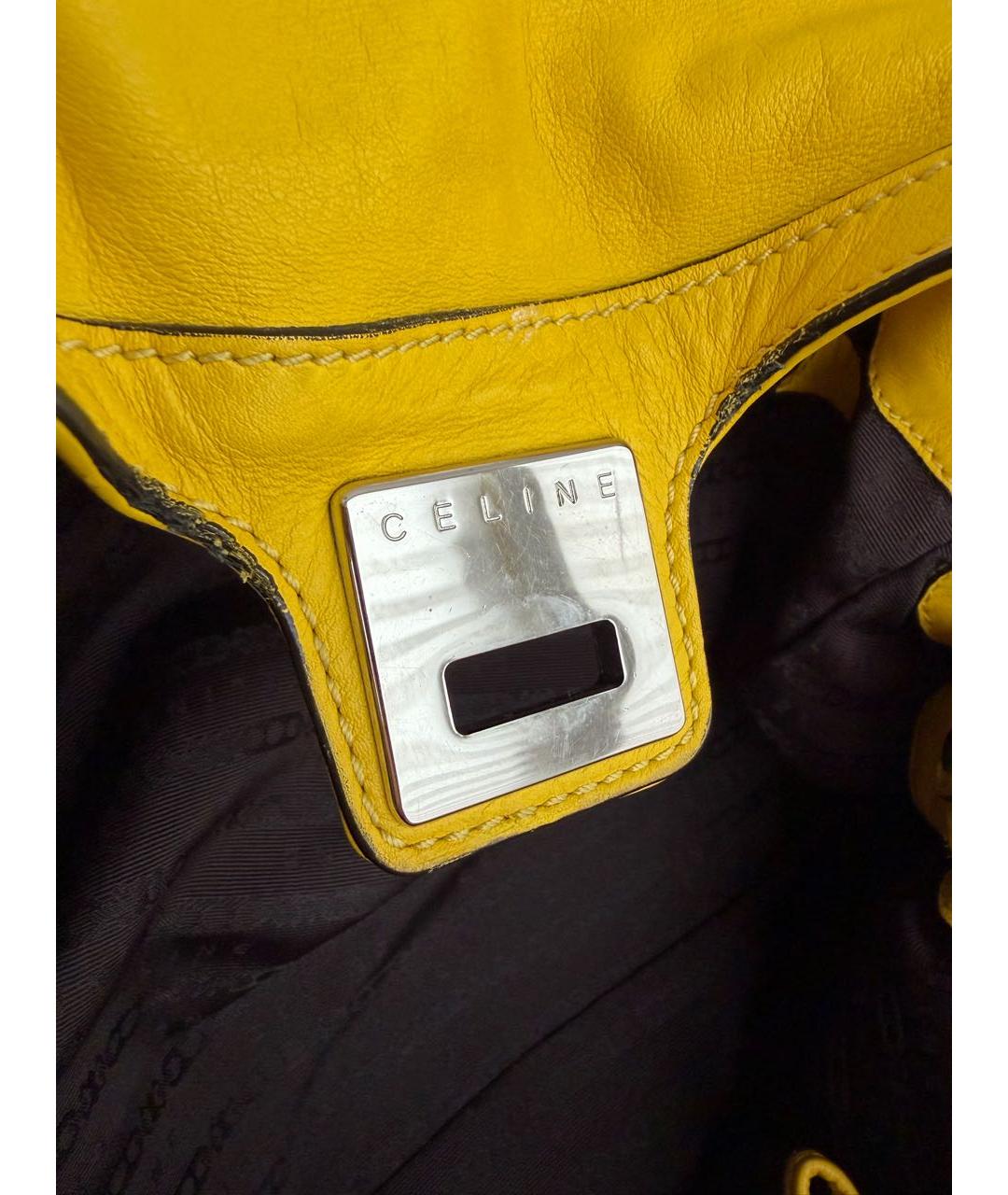 CELINE Желтая кожаная сумка через плечо, фото 3