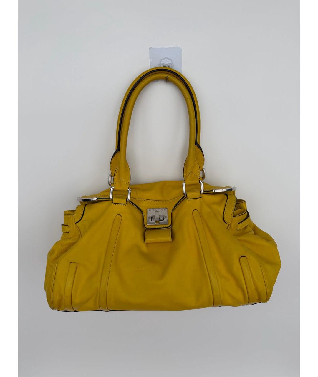 CELINE Желтая кожаная сумка через плечо, фото 8