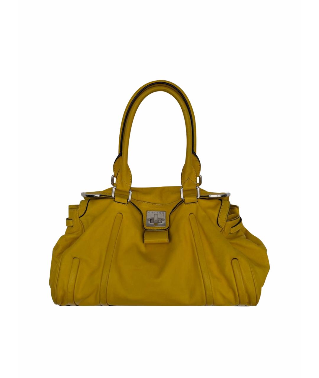 CELINE Желтая кожаная сумка через плечо, фото 1