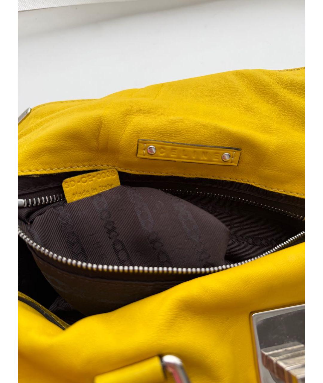 CELINE Желтая кожаная сумка через плечо, фото 6
