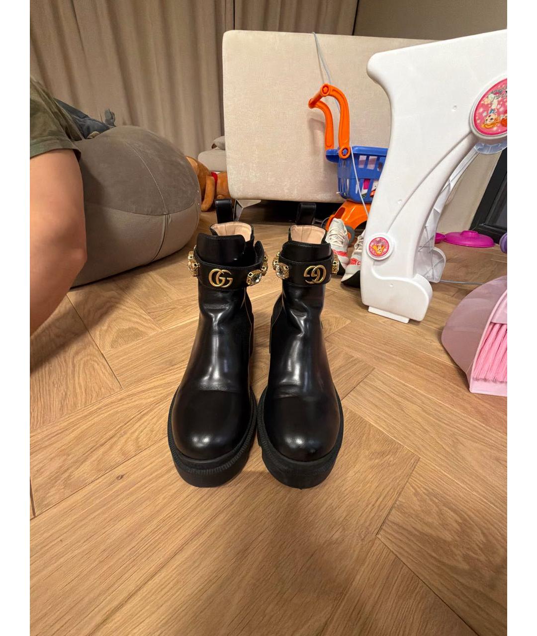 GUCCI Черные кожаные ботильоны, фото 2