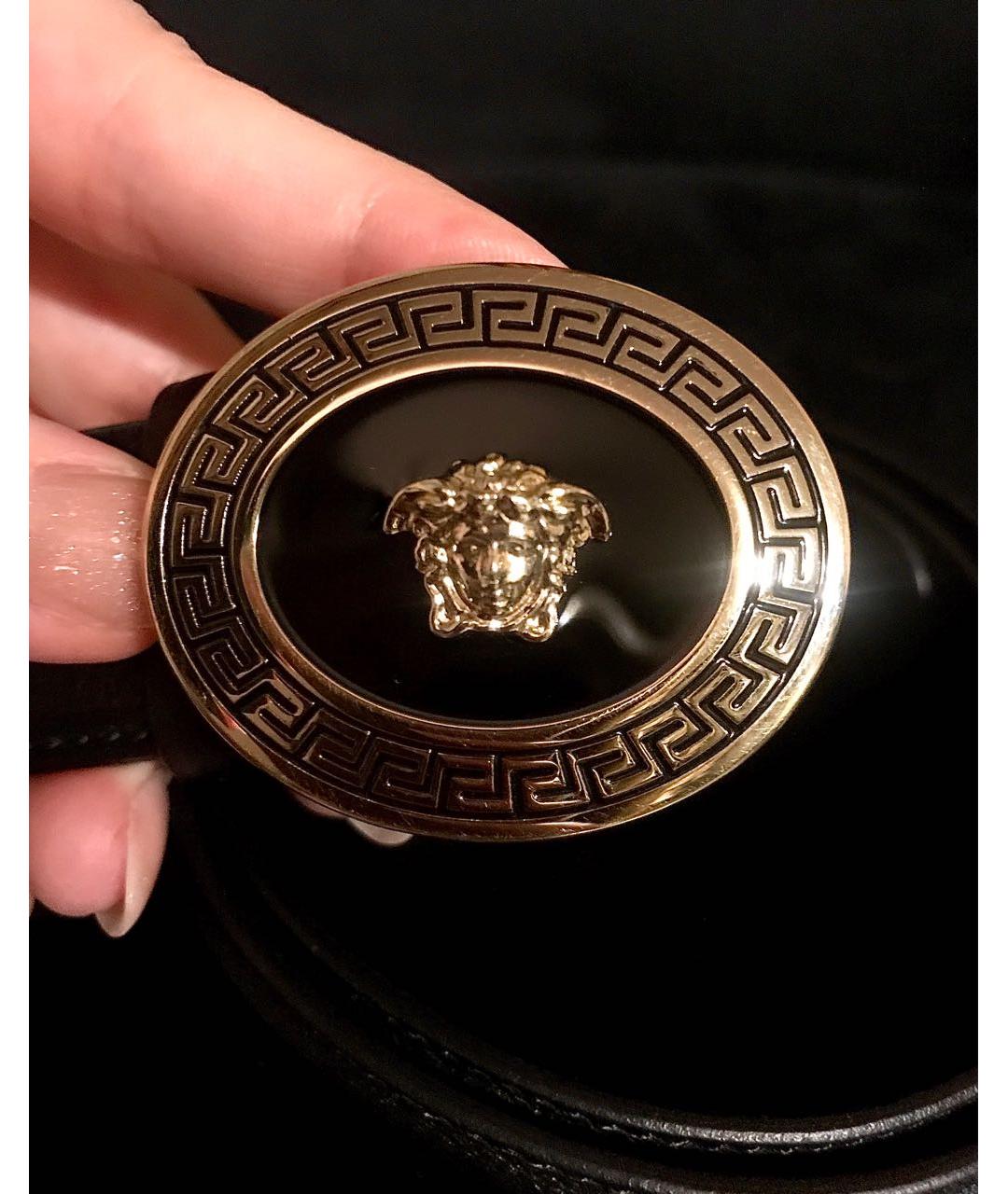 VERSACE Черный кожаный ремень, фото 7