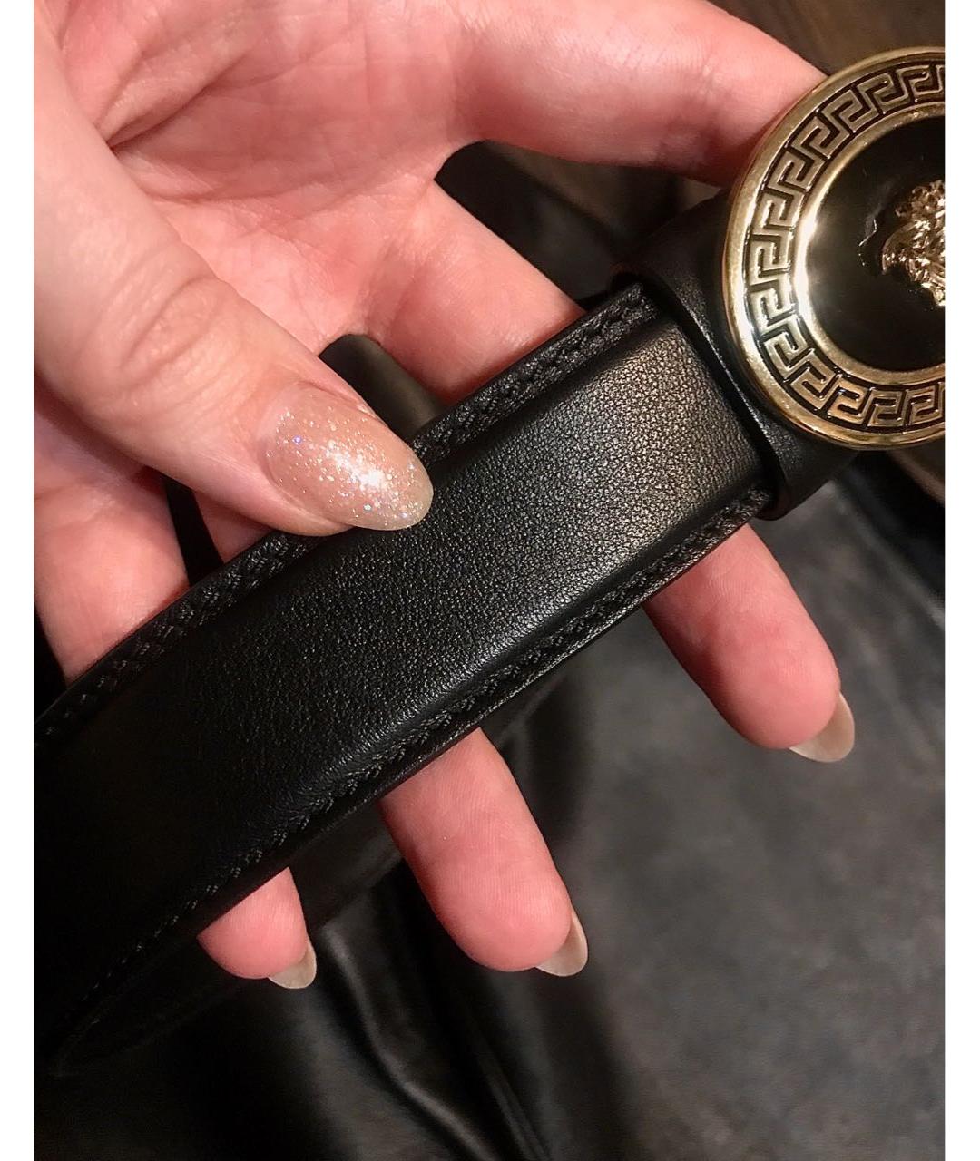 VERSACE Черный кожаный ремень, фото 8