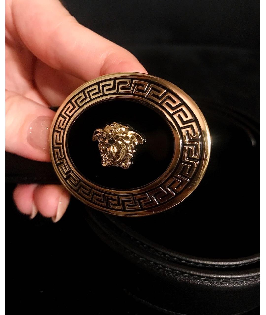 VERSACE Черный кожаный ремень, фото 5
