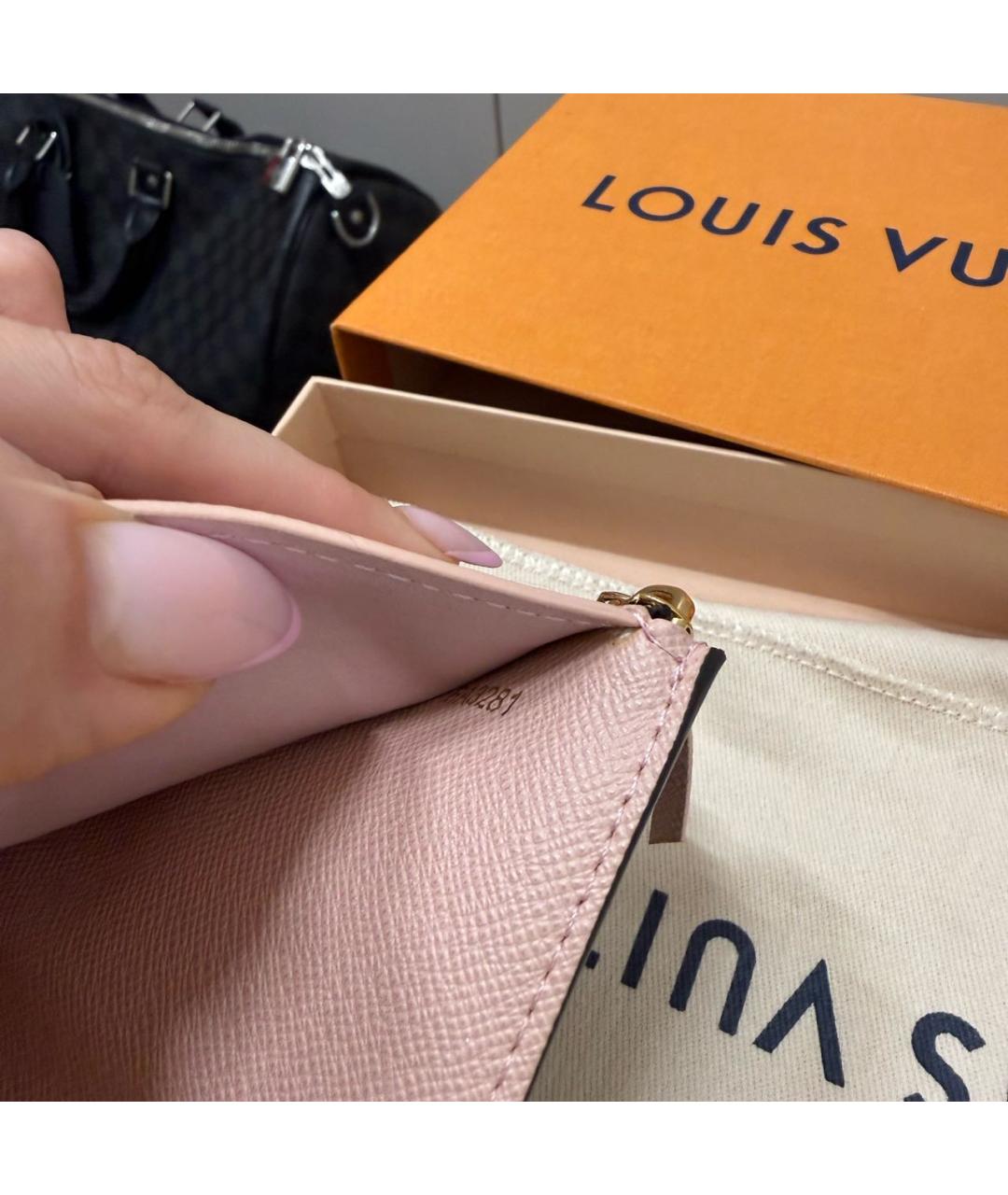 LOUIS VUITTON Коричневый кожаный кошелек, фото 7