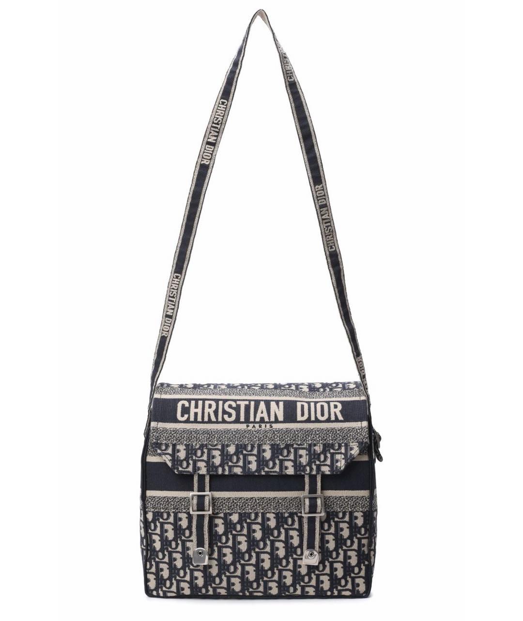 CHRISTIAN DIOR Синяя хлопковая сумка тоут, фото 1