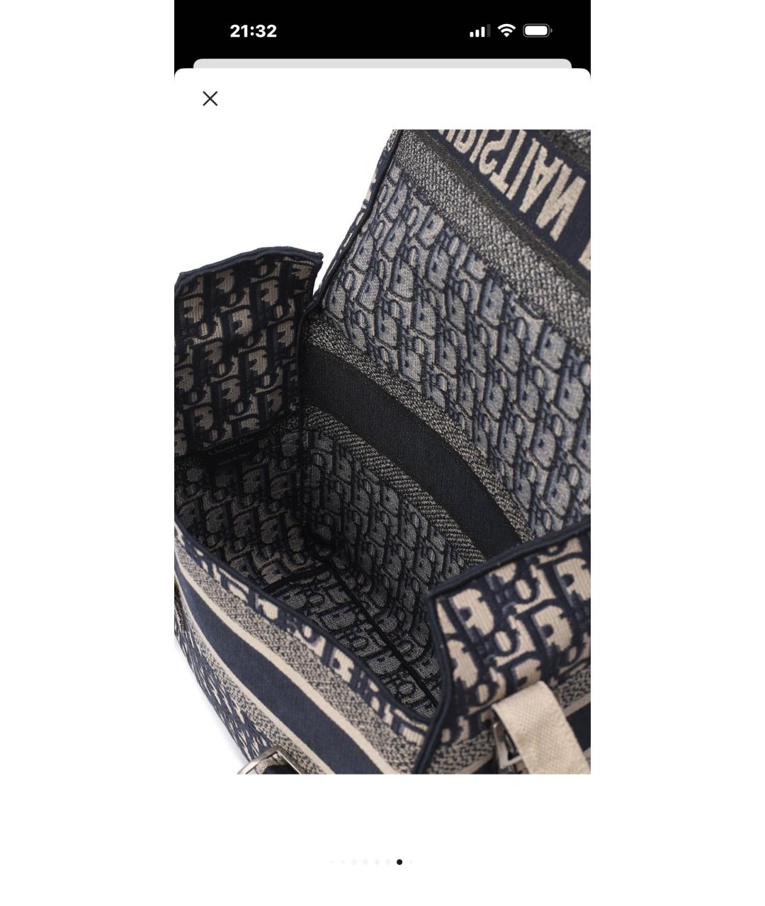 CHRISTIAN DIOR Синяя хлопковая сумка тоут, фото 8