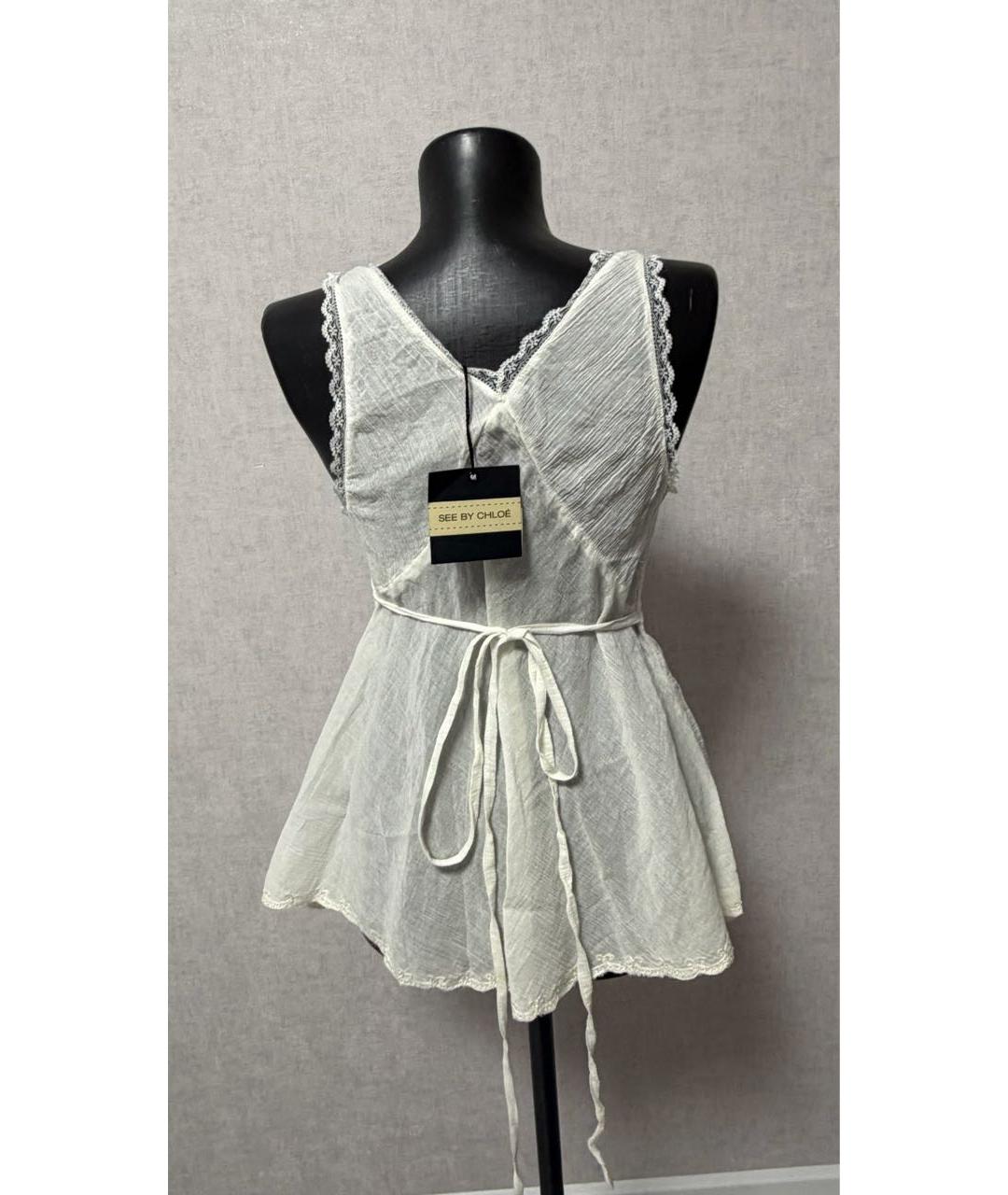 SEE BY CHLOE Белая хлопковая майка, фото 2