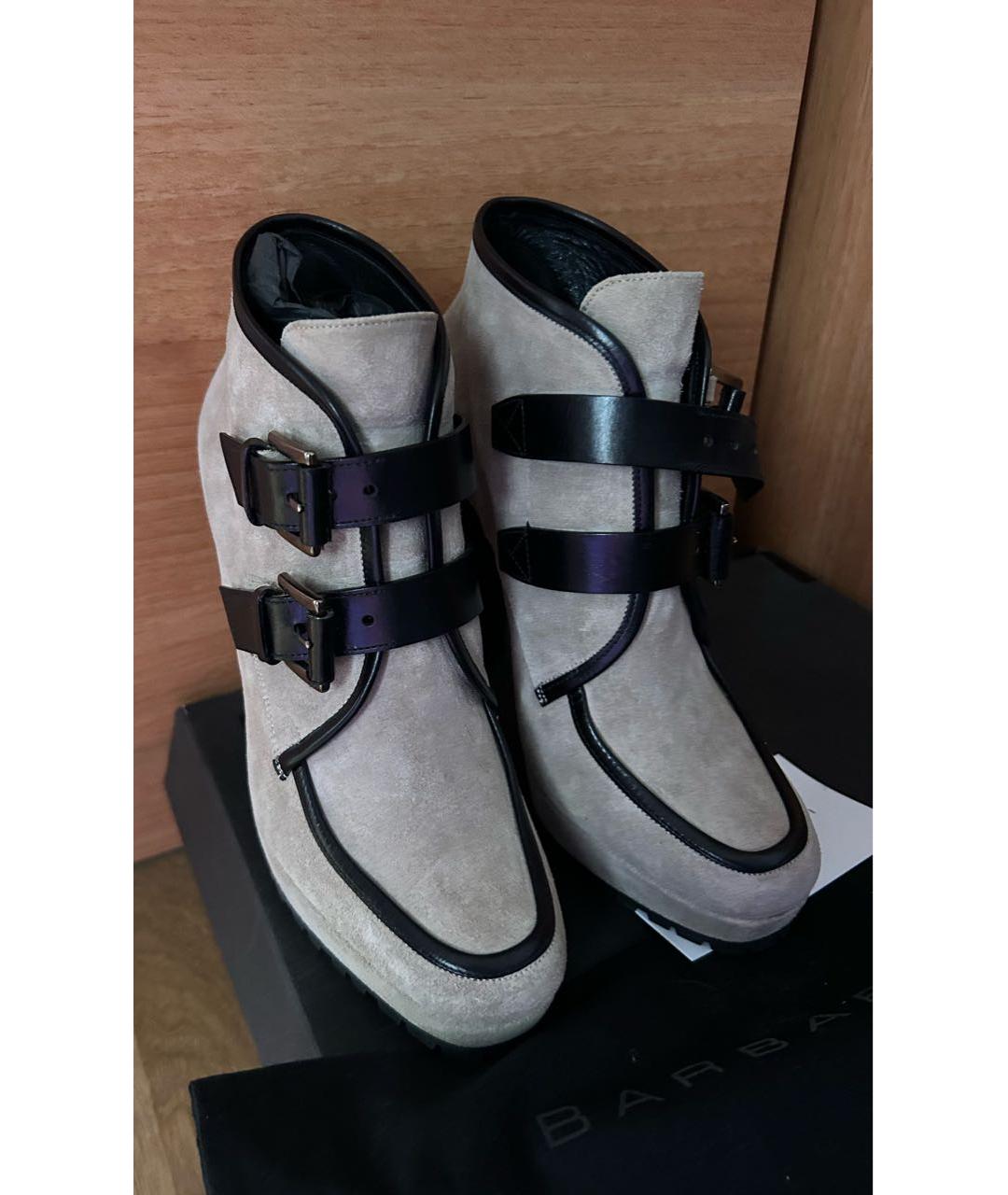 BARBARA BUI Серые замшевые ботильоны, фото 3