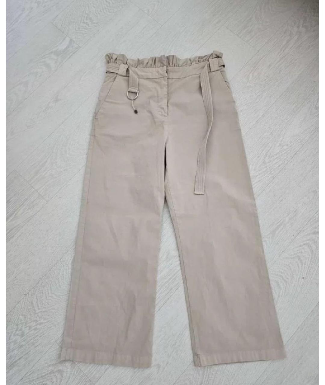 PINKO Бежевые хлопковые прямые брюки, фото 5