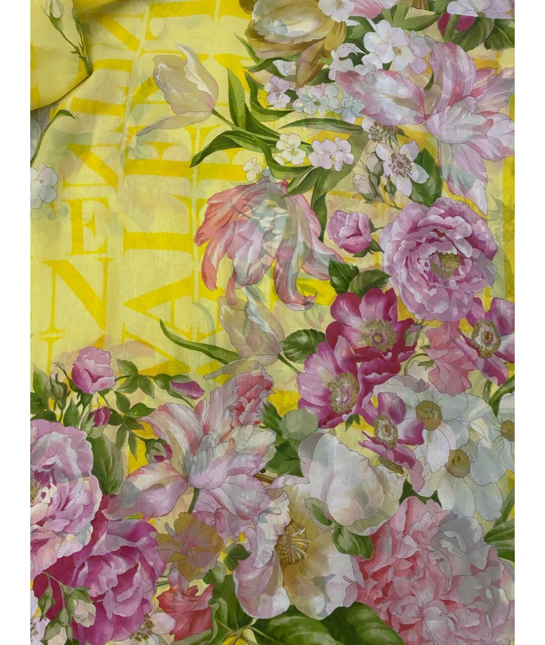 VALENTINO Желтый шелковый шарф, фото 4